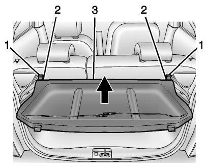 Pull the cargo cover (2) rearward to release the cargo cover. To install the cargo cover: 1.