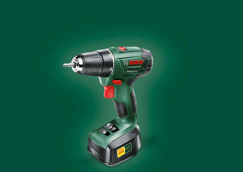 PSR Expert LI-2 Cordless drill driver Keyless chuck Tool-free changing of screwdriver and drill bits Bosch PowerControl Electronic pre-selectable torque settings with integrated gear change