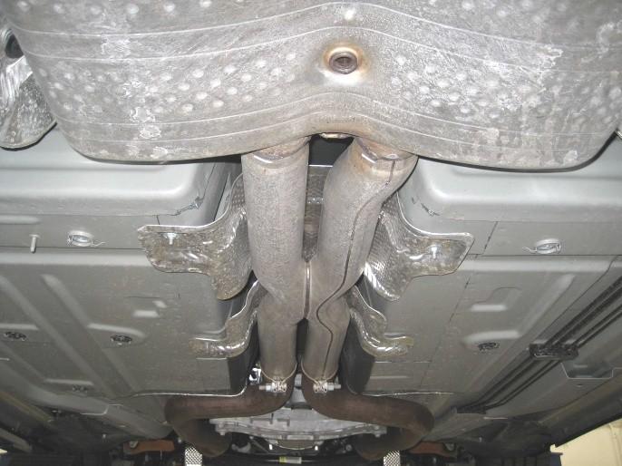 Original Exhaust System Removal (continued) Note: With a used vehicle, we suggest a penetrating spray lubricant to be applied liberally to all exhaust fasteners and
