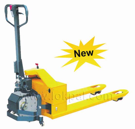 SEMI ELECTRIC PALLET TRUCK Compact Semi Battery Operated Pallet Trucks. Lifting is manual and movement is through battery. Easily maneuverable.