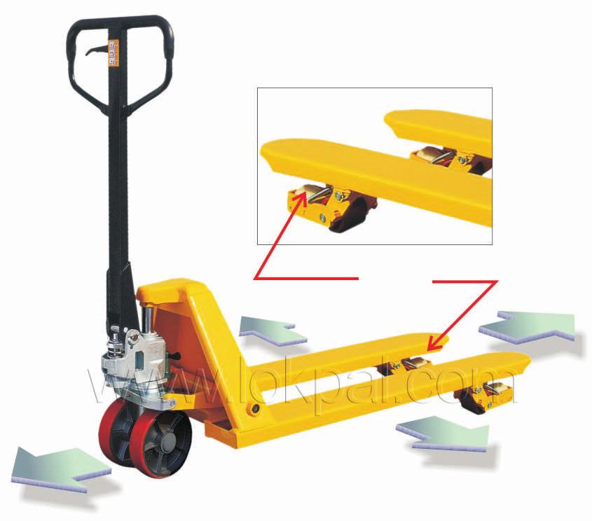 4 WAY PALLET TRUCK Model AC-Two-540 AC-Two-685 Capacity * 1500 Kg capacity for traverse movement ** 170 mm Lift for traverse movement Kg 2500 / 1500 2500 / 1500 Min. Fork Height mm 85 85 Max.