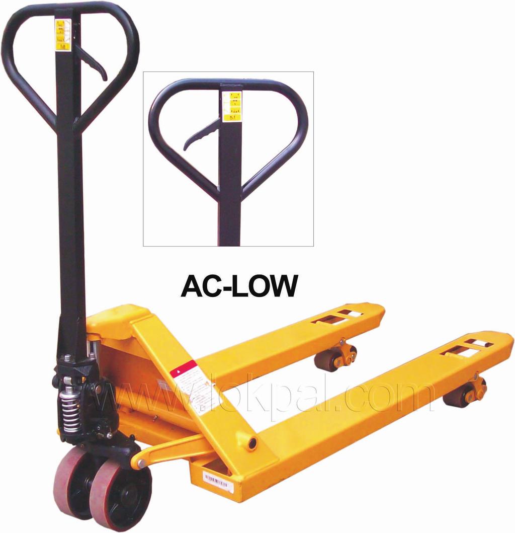 LOW PROFILE PALLET TRUCK Fully sealed one piece hydraulic unit for complete corrosion protection and clean pump interior.