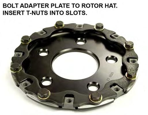 Apply a drop of the supplied blue Loctite to the thread of each bolt. 7. Inspect the floating rotor hat adapters and note the HUB SIDE text on one side of the adapter.