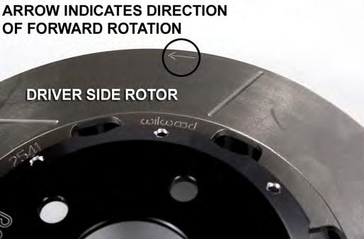 Mount the driver side rotor assembly onto the hub. Double check that the arrow on the rotor is pointing in the direction of forward rotation.