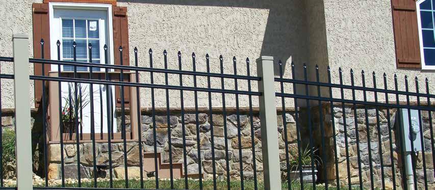 2000 RESIDENTIAL SERIES #2160 Black w/spear Finials ORNAMENTAL FENCE OPTIONS Horizontal Fence Rails Measure 1" x 1" Vertical Picket Dimensions 5/8" x 5/8" All Systems Are 72" O.C. Picket Spacing = 3.