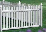 Heights: 4' Colors: White, Tan & Almond Picket Style: 3" Pointed Picket 4 Thru-picket good