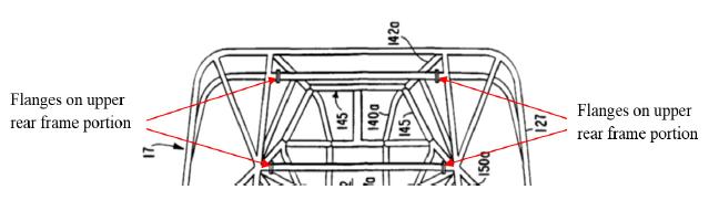 The top version of Figure 2 is a plan view of Nechushtan s space frame with annotations identifying the allegedly corresponding elements of the limitation at issue. See Pet. 21; Ex.