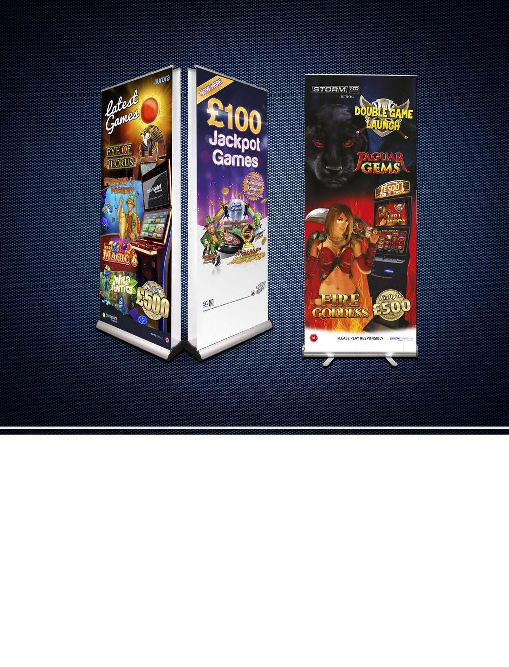ROLL UP BANNERS 850mm x 2000mm Comes with or without stand, clip rail & pole on 310u single sided anti-curl blockout PVC banner with grey backing.