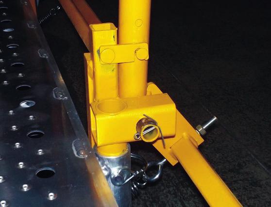 urethane brakes off of the wheels allowing cart to move forward. When forward pressure is removed from the handle, or the handle is otherwise released, the cart rolls gently to a stop.