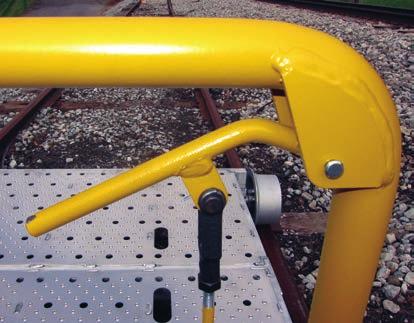 When the brake lever is released, the spring-loaded brake pin slides into the back lug on the wheel, immediately stopping the cart.