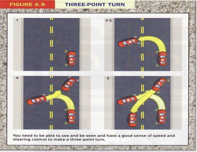 Stop just before the left rear tire touches the curb or road edge. 5a. Check traffic, shift to Drive and steer into the proper lane, adjusting speed as appropriate.