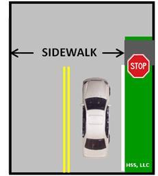 Should there be a stop line and a crosswalk line the stop line must be obeyed first Sidewalks - On streets that have sidewalks, but no painted crosswalks, remember that the crosswalks are still