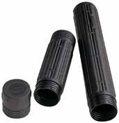 These telescoping tubes adjust in length from 17" to 30" with a 2¼" inside diameter. Twist-lock adjusts for desired lengths. Made of durable black plastic, tube is water-resistant.