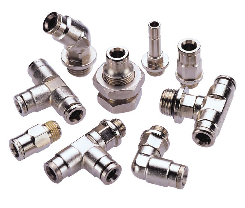 Product Features Push-In Fittings (Metric) stop O -ring Collet Internal hexagon Body sealant Features and Benefits Compact units featuring retained collets and positive tube anchorage Silicone free O
