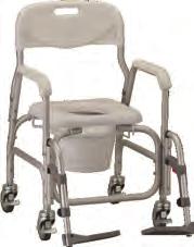 wheels with locking casters Padded seat fits over commode and converts into