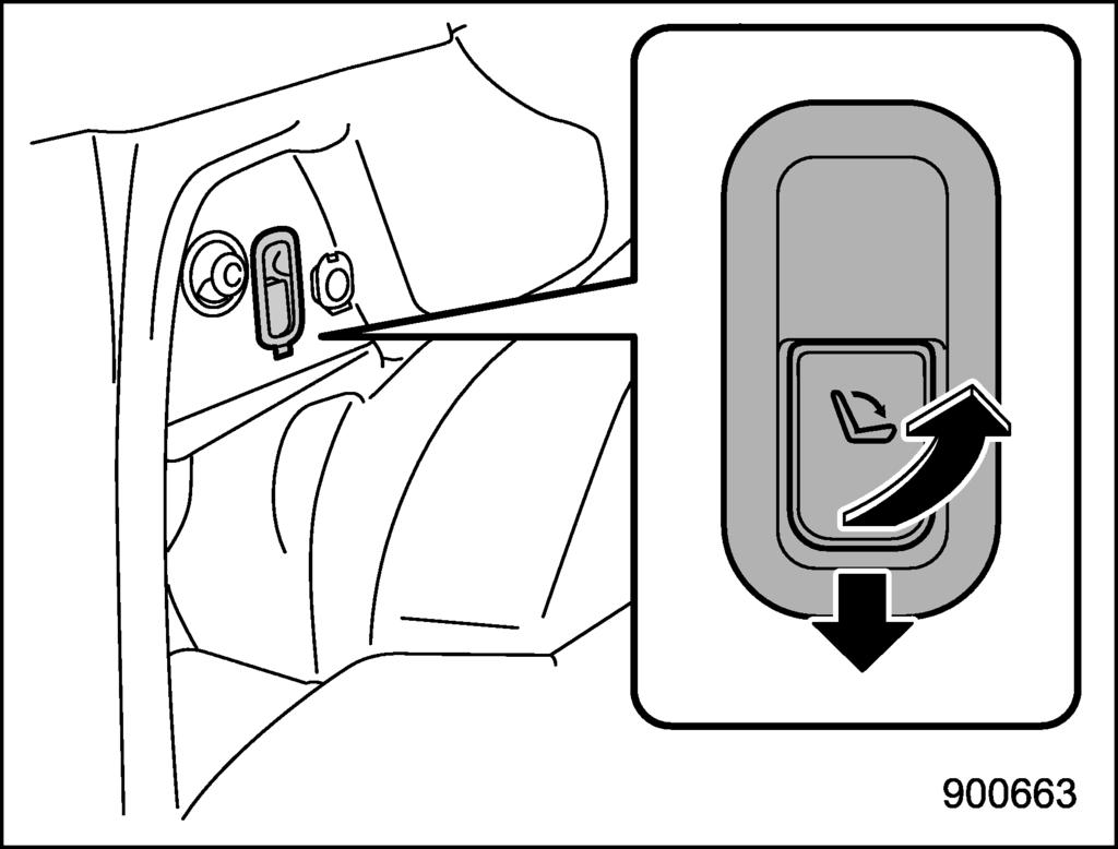 9-20 In case of emergency/power rear gate if power rear gate does not operate properly! When the rear gate is stuck at the fully open position or does not fully close 1.