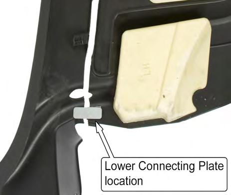 Remove the plastic backing from the foam tape strips on the Connecting Plates. Adhere the connecting plates to the upper and lower prepped areas of the rear half of each quarter panel.