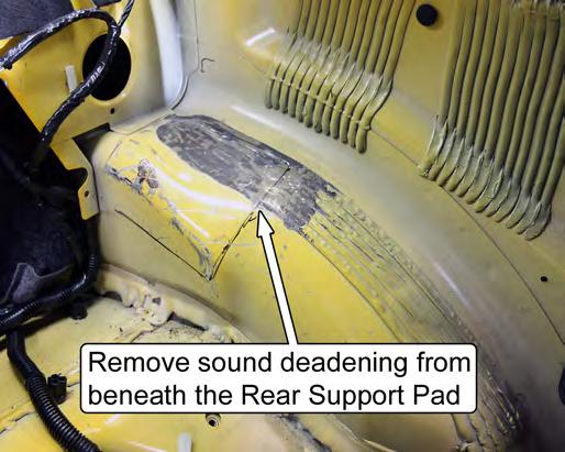 Remove the sound-deadening material within the outline using a chisel or other scraping device. Once done, reinstall the roll bar. 30.