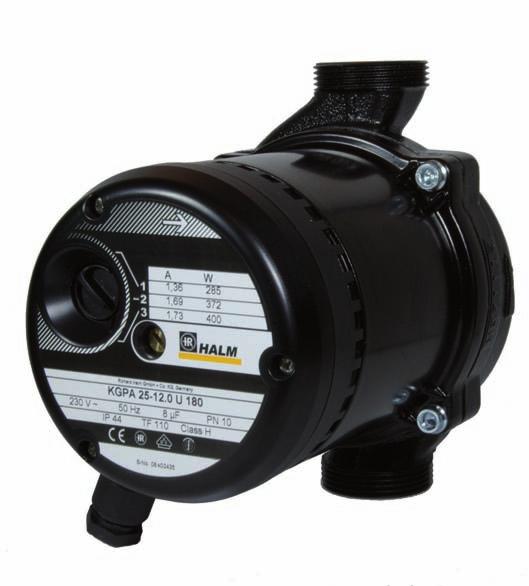 Product group KG Circulation pumps KGPA for geothermy, air-conditioning and refrigeration pressure head up to 12 m, with screwed connection, non-controlled / 3 stages, 1x230 V, installation length