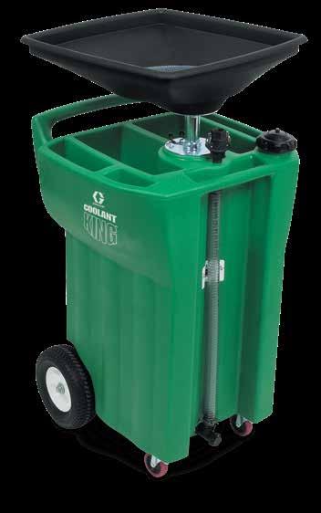 Anti- Freeze Coolant King 5 Year Warranty! Durable Receiver Coolant King is designed with the busy shop in mind. With oversized tires and push-pull handles it allows for smooth maneuvering.