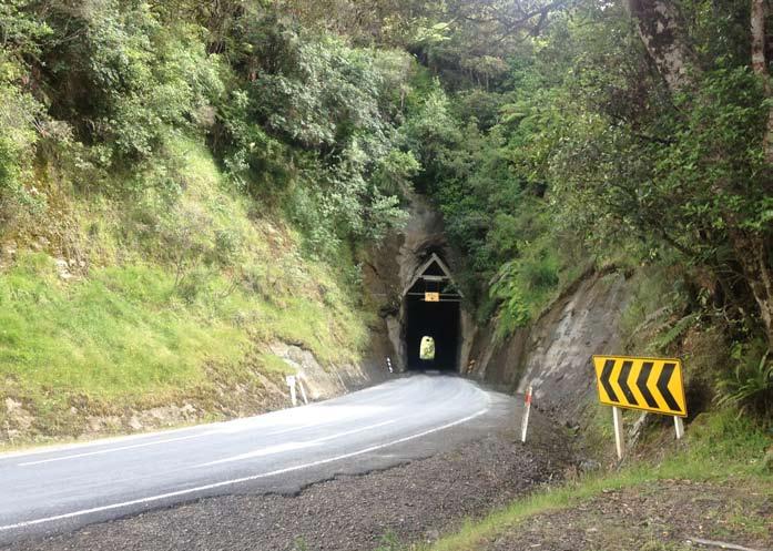 This is a one-lane rail tunnel carved