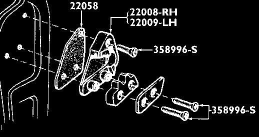 45 C20Z-6222008-B 63/64, RH or LH, comes with shim & screws. ea. 15.00 C5AZ-6222008-A 65/70, RH or LH....................... ea. 21.