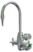 Mixing Water Faucets Panel Mounted L214VB-WS Panel Mounted Compression valve unit replaceable stainless steel seat, vacuum breaker, serrated nozzle, four-arm handle with color-coded index disc,