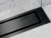 Solid stainless steel panel with frame in a range of different finishes. Easy to clean by removing panel and trap.