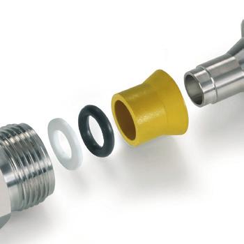 M-L ILRI IINS ielectric fittings are designed to insulate subsystems from electrical current, voltages and static charges MRIL O ONSRUION 1. ody:.i.s.i. 316. 2. Insulators: Polyamide-Imide. 3. O-Ring: Viton 70 urometer.