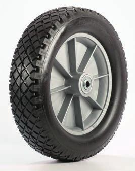 Uratech Wheels 10" to 16" diameter 3" to 3¾" Hub Lengths Puncture-Proof Wheels 350 lbs to 550 lbs Capacity Sawtooth Tread Knobby Tread Product numbers listed in highlighted boxes URATECH BORE LENGTH