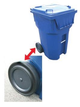 SnapLock Wheels 6" to 12" diameter 2" to 4½" Hub Length Equipment Wheels Residential Waste Container Wheels 330 lbs Capacity Quiet-rolling solid rubber tire mounted on durable impact-resistant poly