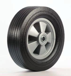 Wheel Specifications Characteristics of Roll-Tech s Solid Rubber Tire Product Line Tire Material Solid black rubber, compression-molded from blend of granulated