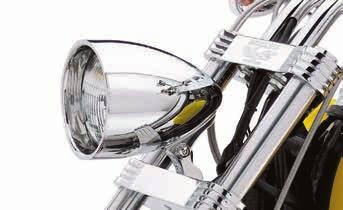The visor-style shell adds a unique profile to the bike s front end and the complete kit includes a smooth lens lamp assembly with a replaceable halogen bulb.