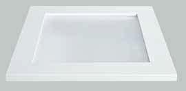 LED RANGE IP44 SELV Square recessed LED downlight with frost polycarbonate cover for diffused wide light distribution.