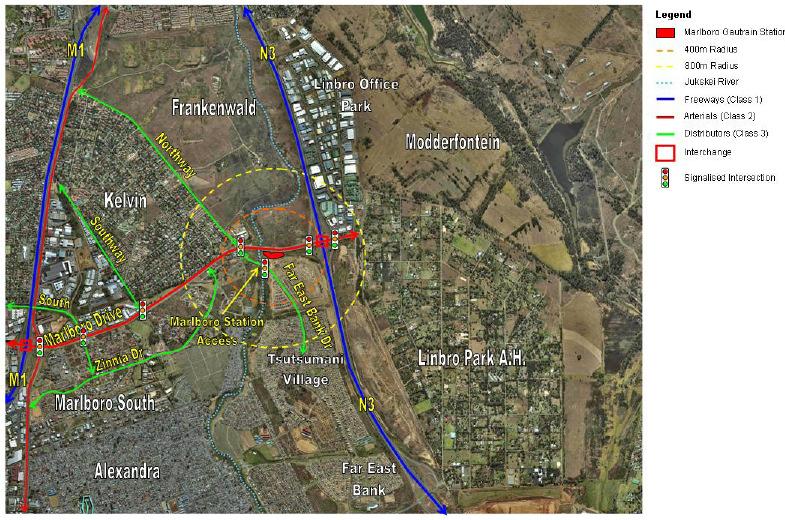 This trend is questioned as it is unlikely that the Gautrain Station would result in a total change in desire-lines during the peaks, and would rather result in a change in modal split.