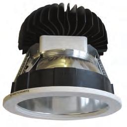 ADL185 LED HIGH OUTPUT LED DOWNLIGHT Wide beam aluminium reflector Low glare Twist lock die cast aluminium trim Ceiling mounting without tools IP44 glass attachments available Suitable for