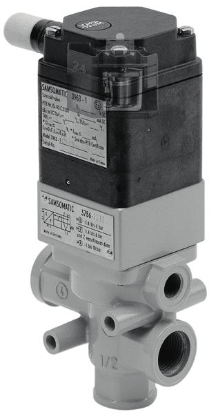 The solenoid valves are used to control pneumatic linear actuators with NAMUR rib according to IEC 60534 or pneumatic rotary actuators with NAMUR interface according to VDI/VDE 3845.