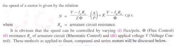 of speed control of dc shunt motor and