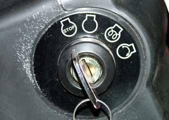comes on when the ignition switch is placed in the RUN position and the parking brake is applied. Switches A. Ignition switch (Figure 3-2) A four position switch: off, run, pre-heat and start.