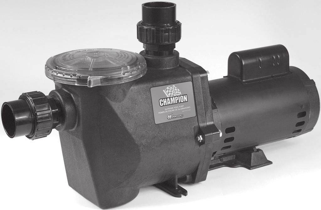 Pool Pumps - In-Ground / Champion - 56-Frame Quiet operation High efficiency Self-priming 2" FPT intake and discharge 2" unions included Easy to service True 56-frame motor for cooler running and