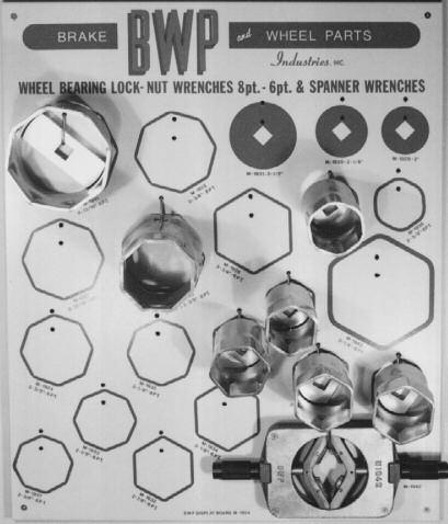 BWP WRENCH DISPLAYS 2nd Wrench Display 21 Wrenches, Thread Chaser M-1953 INCLUDES (1) DISPLAY BOARD (M-1954) AND ALL 20 WRENCHES SHOWN BELOW PLUS (1) M-1942 CHASER 6 POINT WRENCHES 8 POINT WRENCHES