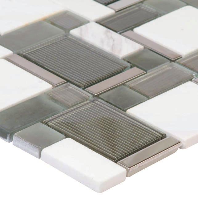 The clean and contemporary surface of metallic tiles are