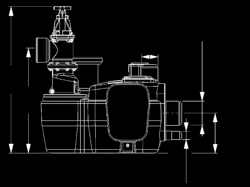 Vertical / horizontal outlet with integrated non-return valve, connection coupling Ø 1 with hose section, with/without closure valve (provided loose) and logbook; control unit is splash proof (IP