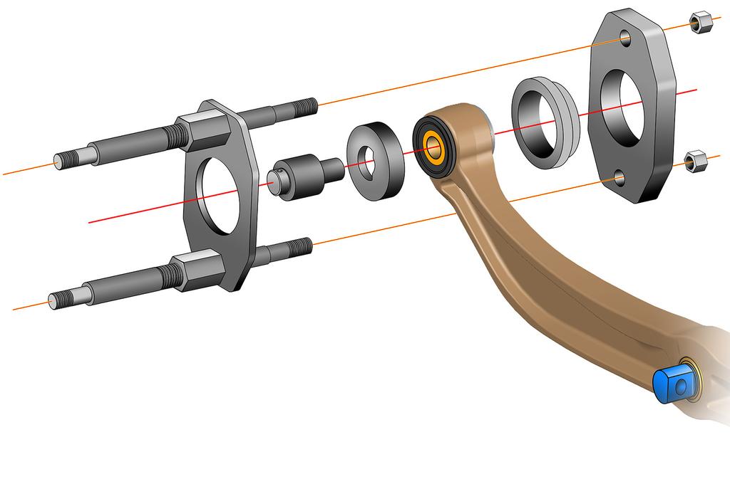 Insert the adapter pin through the alignment tool and into the pivot bushing hole as shown in Figure 9.