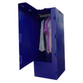 Wardrobe Box Port-a- Robe, Plastic Height: 1245mm Width: 460mm Depth: 510mm Plastic Robe Rail Corrugated Plastic Heavy Duty HIRE FROM $9.