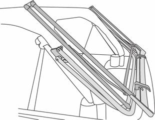 Connect the bow to the bracket with a 1/4" Clevis Pin, 1/4" Fender Washer between the bow and the bracket, 1/4" x 3/4" Black Washer, and Hitch Pin Clip.