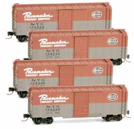 Z Scale 4 and 8-Car Runner Packs 40 Standard Boxcar, Single Door New York Central # 994 00 044...$99.95 PS-2 2-Bay Covered Hopper Atchison, Topeka & Santa Fe # 994 00 061...$84.