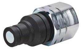 An integrated patented system allows the Eaton FFCUP series plug to be connected to a socket/female half coupling under 350 bar(5075 psi) residual pressure.