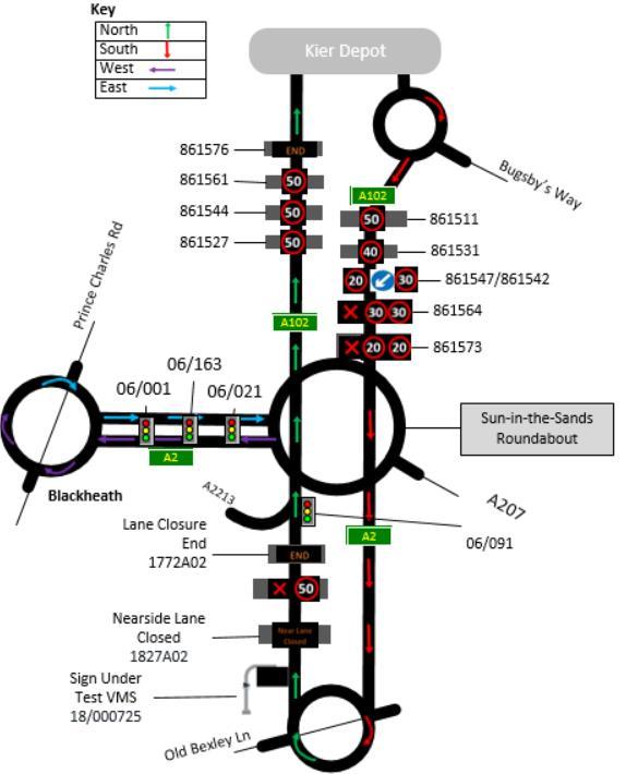 3.2.6 SCHEMATIC Figure 15 shows the route to and through the cellular served urban test area.