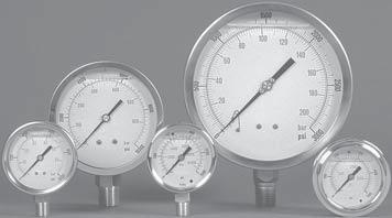 55 ACCESSORIES Pressure Gauges SPECIFICATIONS: Copper alloy bourden tube Dual scales Built in relief valve Operating temperatures Ambient - 4 F to 140 F (-20 C to 60 C) Media 150 F (+60 C) Acrylic